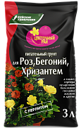 Грунт питательный Цветочный рай для роз, бегоний, хризантем